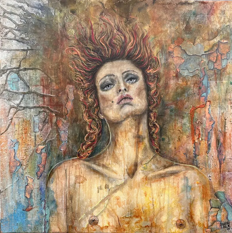 TURMOIL, Linnen doek · mixed media, acryl & olieverf